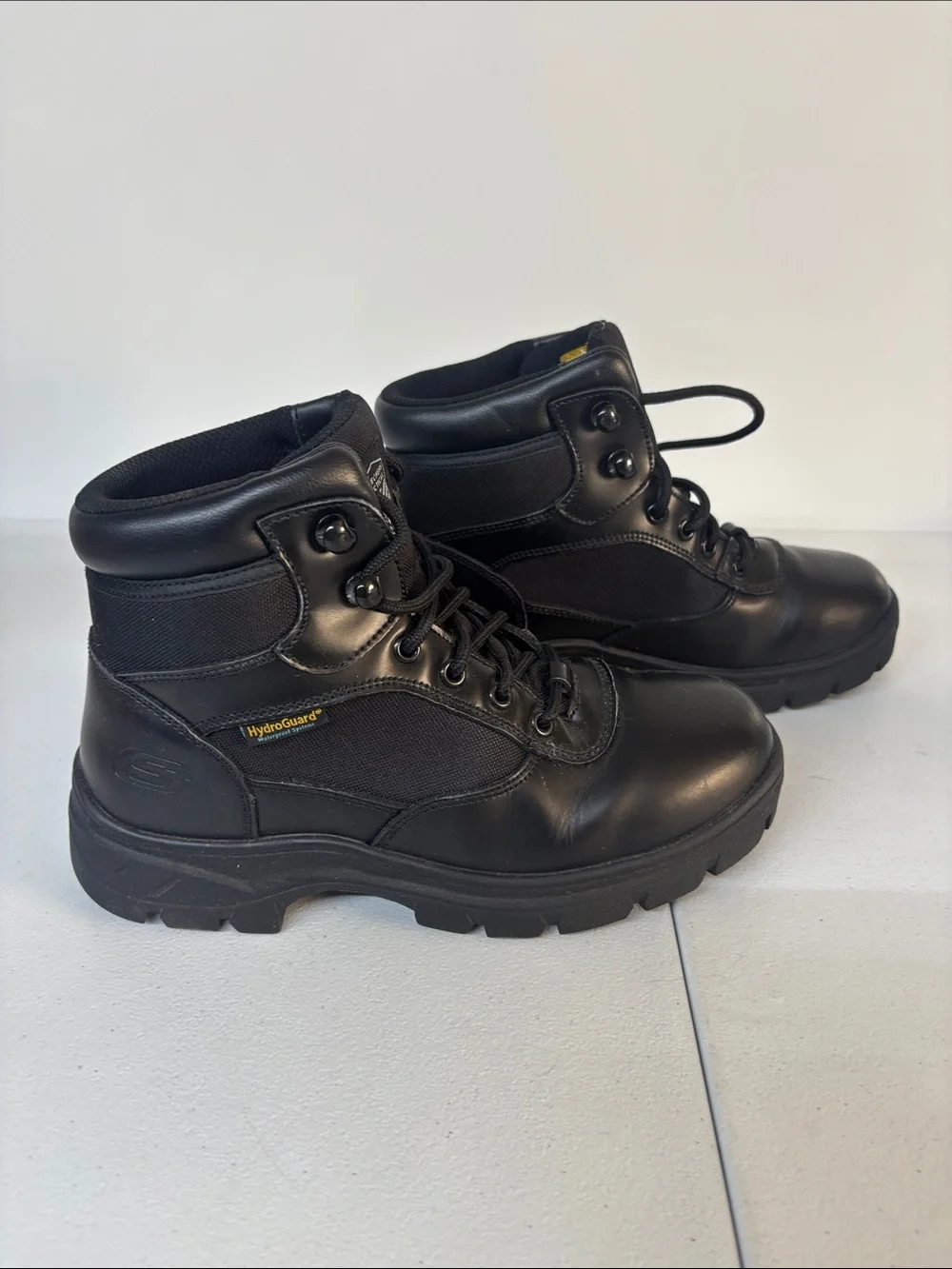 Skechers Men’s Black HydroGuard Lace-Up Tactical Boots